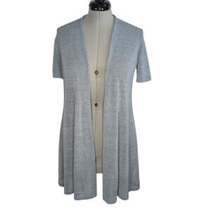 Eileen Fisher blue steel, linen blend, short sleeve open-front cardigan size Med
